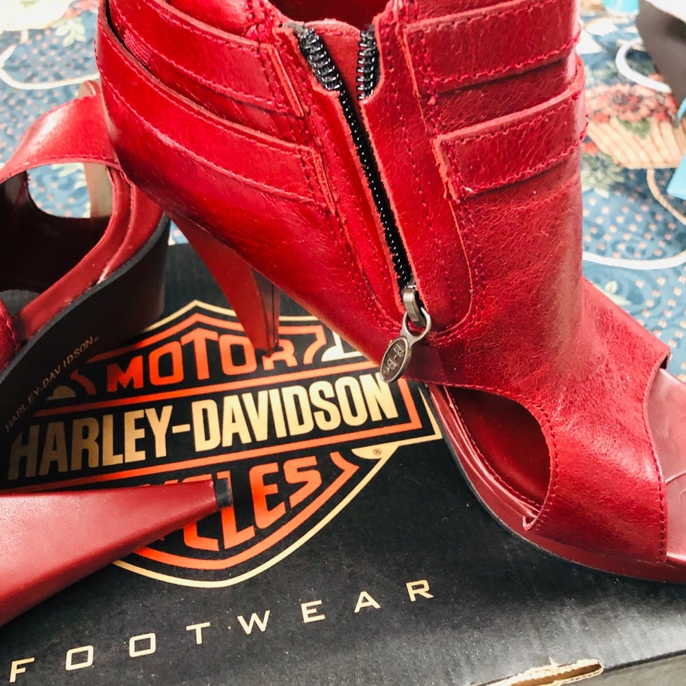 Red peep toe Harley Davidson size 10